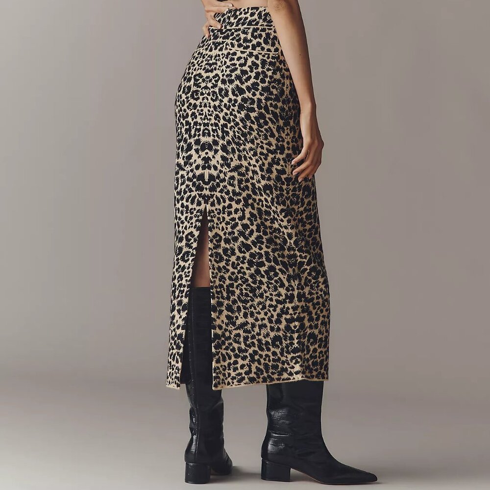 Anthropologie Maeve The Colette Sweater Knit Maxi Skirt in Cheetah (Large) - Picture 4 of 8